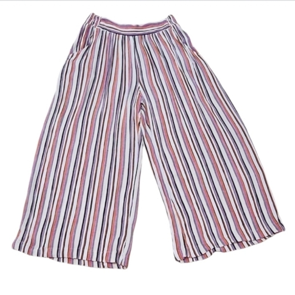 Angie Linen Wide Leg Elastic Smocked Waist Beach Lounge Pants - Picture 1 of 4